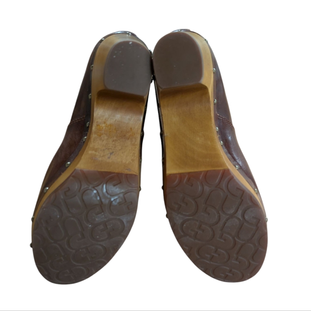 UGG Lynnea Fold Over Sheepskin Lined Brown Leather Boots Size 5 - Picture 8 of 14